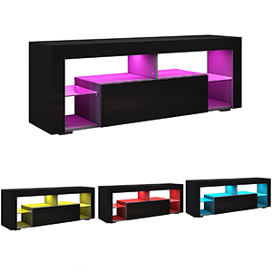 SIRHONA Meuble TV LED Noir Banc TV Éclairage LED RGB avec Couleur réglable