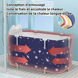 Sinbide Baignoire Pliable Adulte, Grand Antidérapant Baignoires Portable Mobile / SPA,140x68x47cm