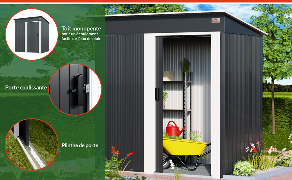 cabane à outils rangement au sec bricolage ustensile jardin abri de jardin brouette chariot diable