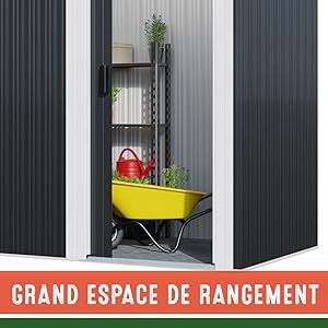 Abri de jardin acier zingué 164x84x182cm porte coulissante cabane bricolage rangement garage