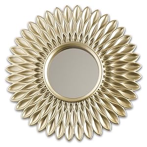 Miroir rond à accrocher au mur. Lot de 3 unités de miroirs dorés avec anneau de levage 