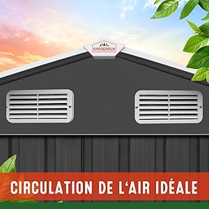 abri de jardin entreposage tondeuse debroussailleuse 2 fenêtres fondation incluse porte coulissante