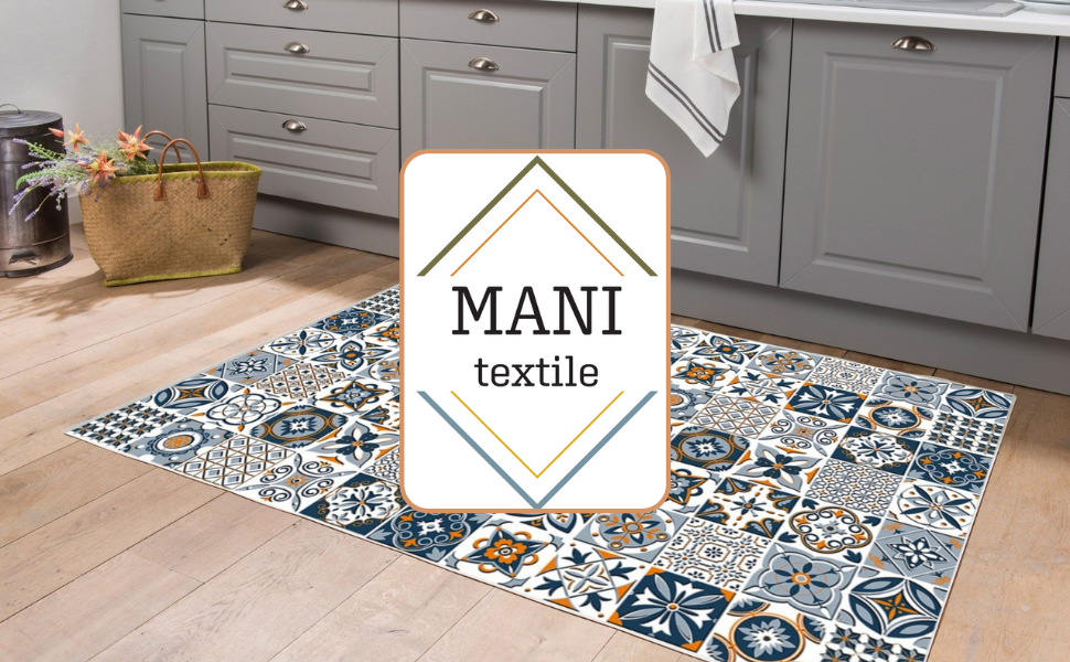 Mani Textile Tapis de Cuisine Carreaux de Ciment