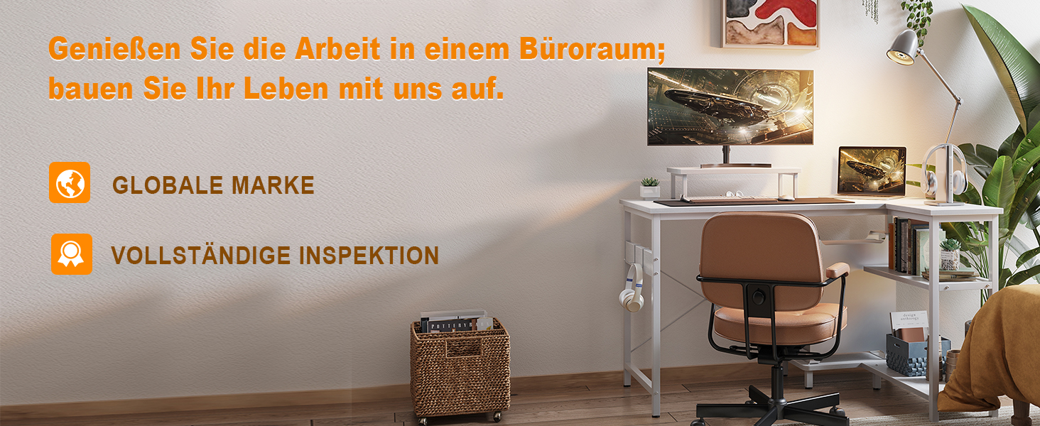 Bureau d'Ordinateur en Forme L 