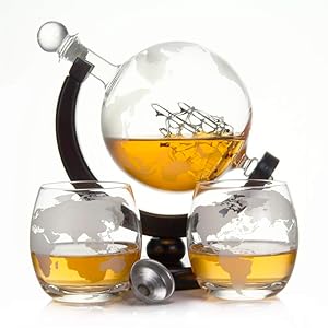 Carafe à whisky verres, globe terrestre, whisky