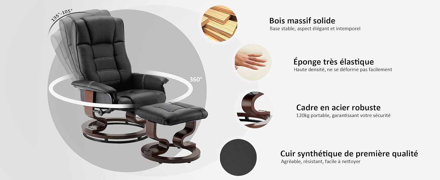 Relaxsessel mit Hocker 9019BK