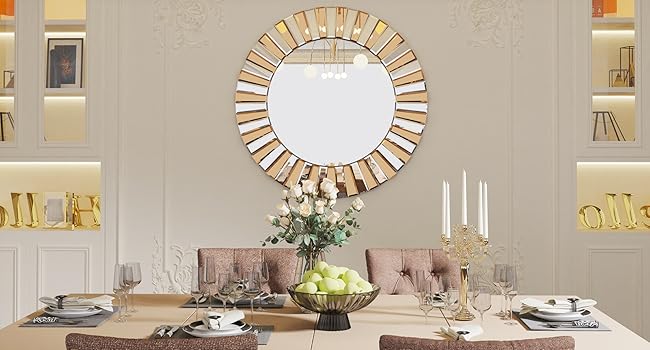 Miroirs Muraux Décoratif Design pour Salle de Bain Chambre Maison 60x60cm