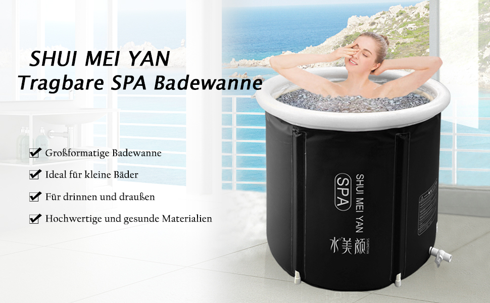 Baignoire gonflable pliable ronde pour spa time bain de base, bain de sel, bain de glace adulte