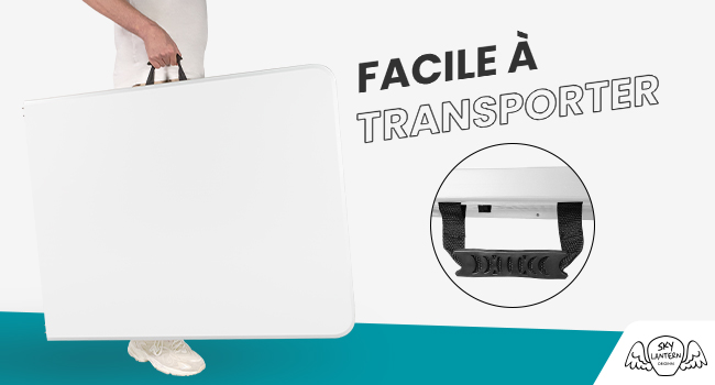Mise en situation, personne tenant notre table par la poignée