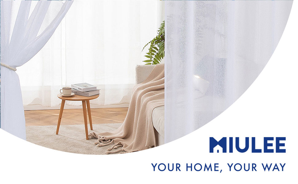 MIULEE Couleur Pure Rideaux De Fenêtre Transparents Lisse Panneaux Voile De Fenêtre Rideaux Salon