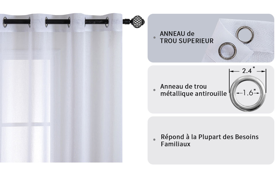 MIULEE Couleur Pure Rideaux De Fenêtre Transparents Lisse Panneaux Voile De Fenêtre Rideaux Salon