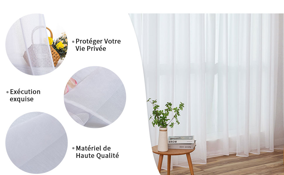 MIULEE Couleur Pure Rideaux De Fenêtre Transparents Lisse Panneaux Voile De Fenêtre Rideaux Salon