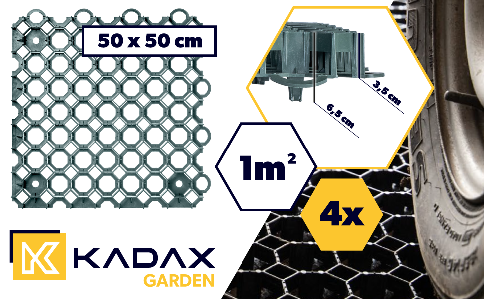 Plaques de paddocks KADAX en plastique avec picots anti-glissement, alvéoles de pelouse, dalles de gazon