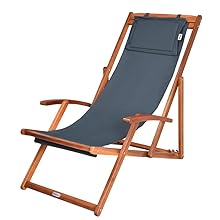 Transat en Bois bain de soleil inclinable chaise réglable transat inclinable lit de camping pliante
