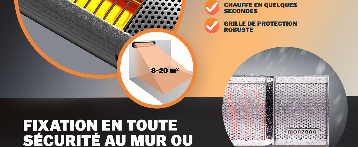 Chauffage extérieur chauffage de terrasse chauffage 2000 W avec télécommande radiateur extérieur
