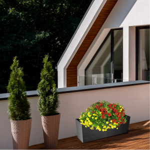 KADAX Jardinière en plastique, 18,5 x 56 cm, jardinière avec insert, jardinière de balcon résistante aux intempéries