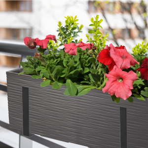 KADAX Jardinière en plastique, 18,5 x 56 cm, jardinière avec insert, jardinière de balcon résistante aux intempéries