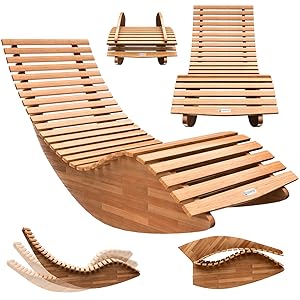 Chaise longue basculante Chaise longue à bascule Acacia Salon Balcon Bain de soleil relax