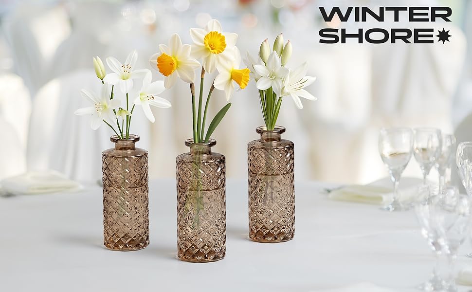 Vase Decoratif Ambre avec Motifs Diamant