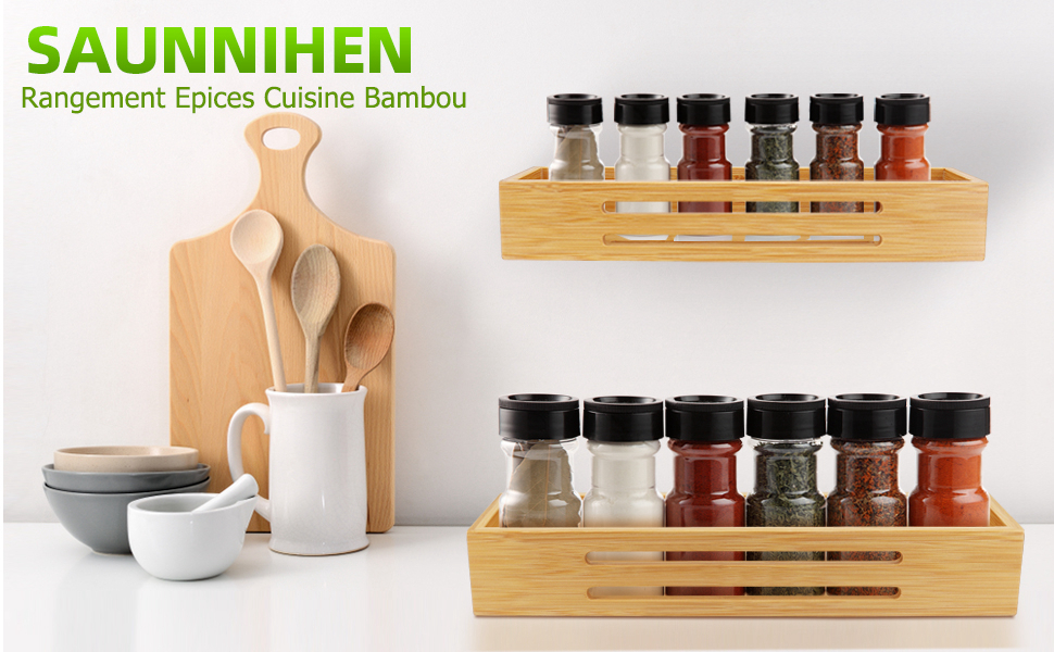 Rangement Epices Cuisine Bambou Sans Perçage