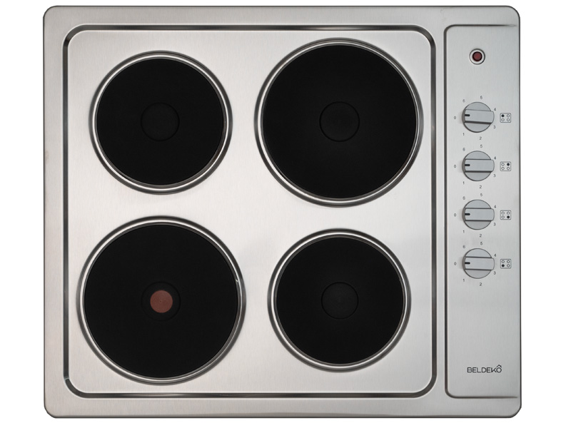 Plaque electrique 4 feux inox fonte boutons