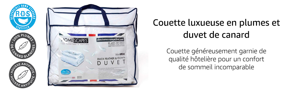 Couette luxueuse en plumes et duvet de canard