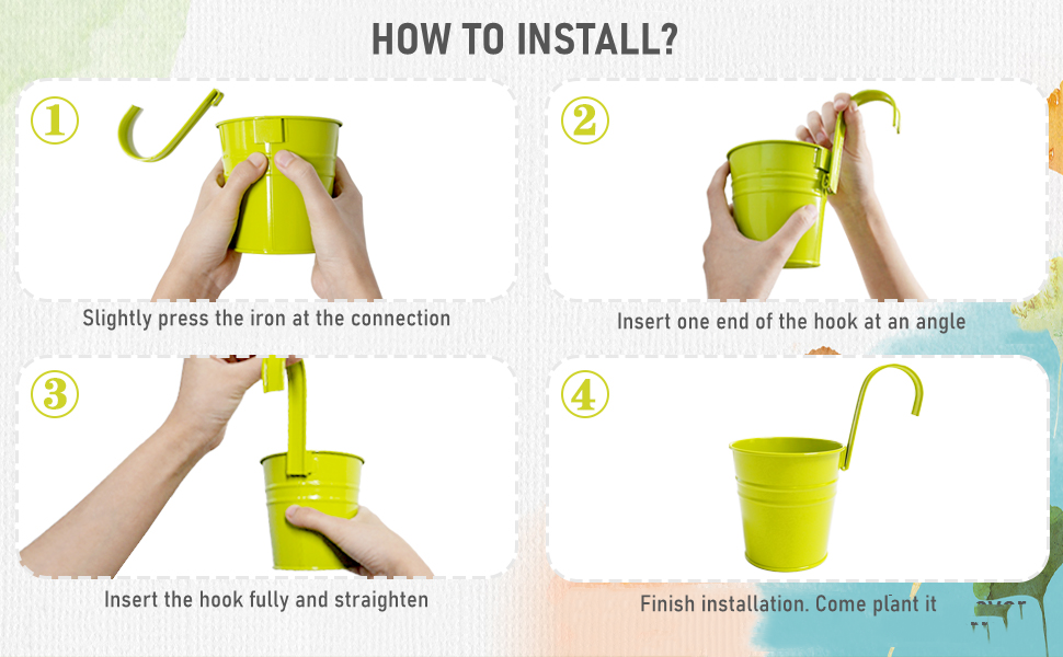 10 Pcs Coloured Flower Pots with Detachable Hooks