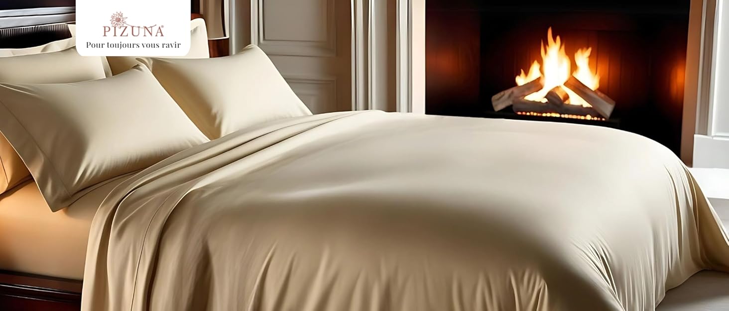 draps avec plat housse chaud d'hiver ensemble et taies d'oreiller en parure de lit pizuna ivoire 