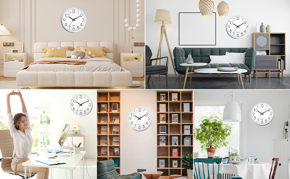 FAMKEEP Horloge Pendule Mural,Horloge Murale Moderne 30cm Horloge Murale Ronde