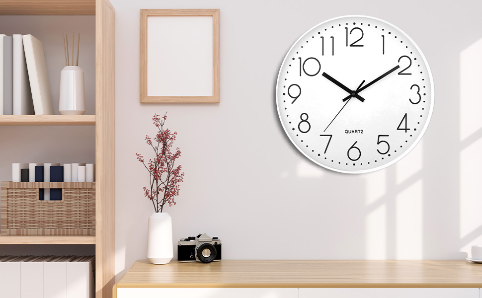 FAMKEEP Horloge Pendule Mural,Horloge Murale Moderne 30cm Horloge Murale Ronde
