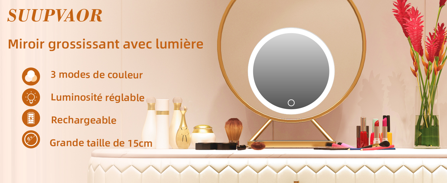 miroir grossissant avec lumière