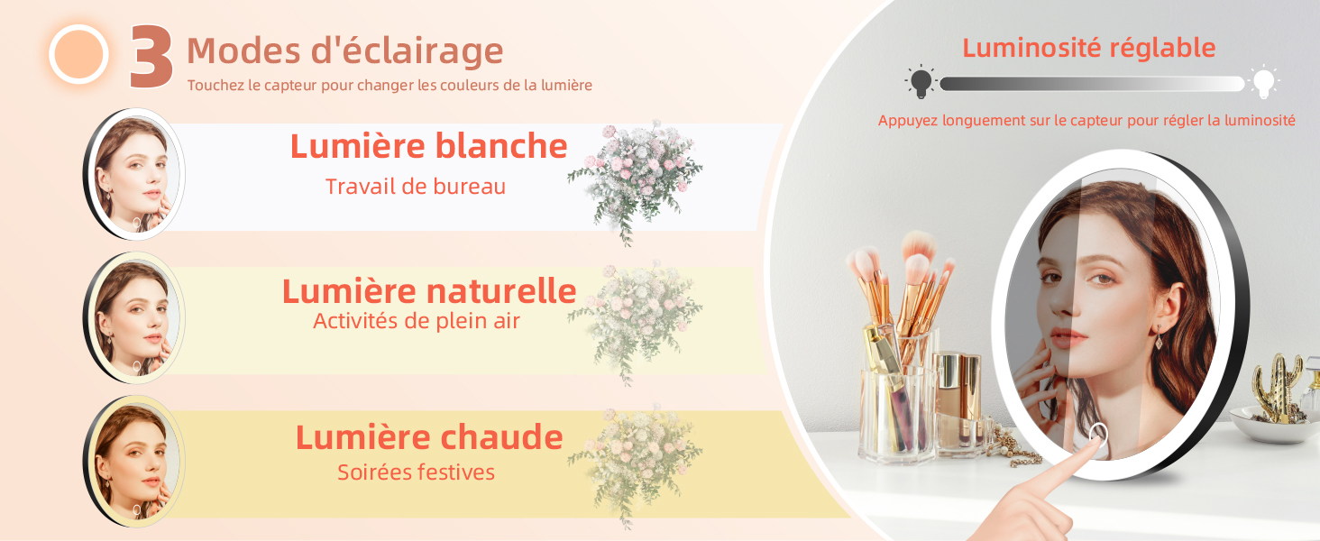 miroir grossissant avec lumière