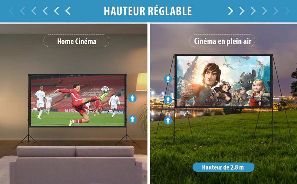 16:9 4K Full HD Écran Vidéoprojecteur de Cinéma en Intérieur