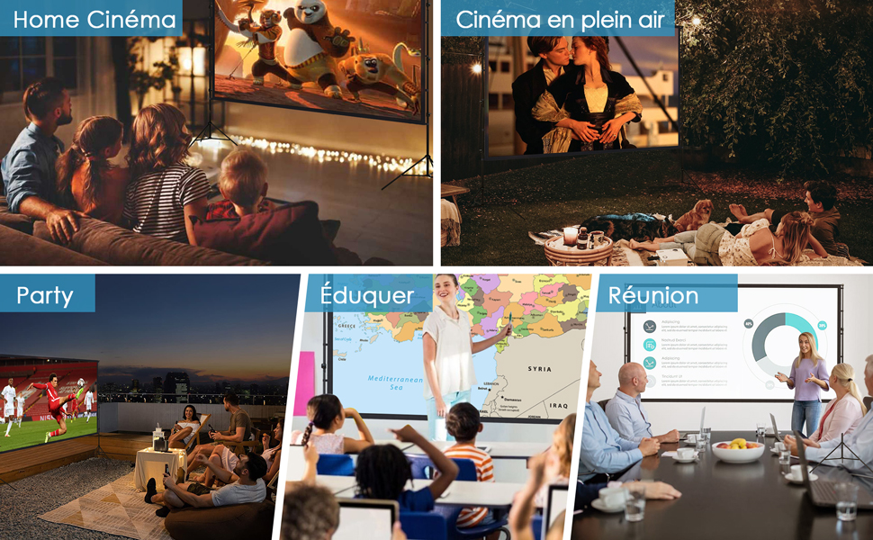 Large éventail d'applications Écran de projection 150" avec support portable