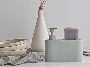 KOOK TIME logo Pot a sel cuisine Boîte céramique bambou distributeur Liquide Vaisselle Porte Eponge