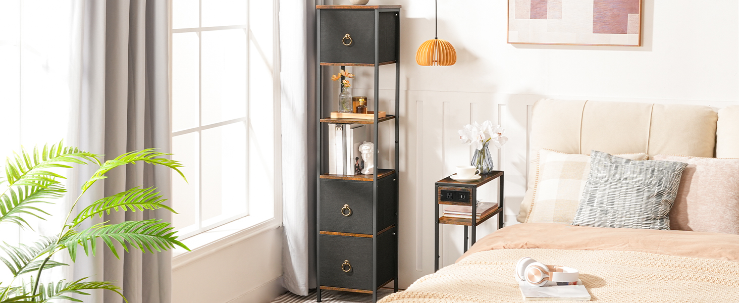 Meuble de Rangement, Commode avec Compartiment Ouvert, Meuble Salle de Bain