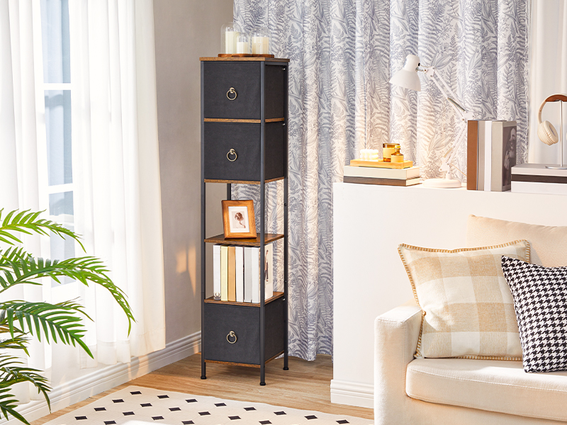 Meuble de Rangement, Commode avec Compartiment Ouvert, Meuble Salle de Bain