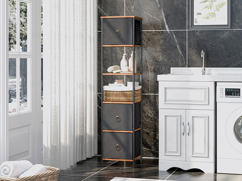 Meuble de Rangement, Commode avec Compartiment Ouvert, Meuble Salle de Bain
