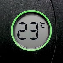 Horloge Murale Design Moderne Noire + Verte - Pendule avec Température Digitale Zoom sur Température