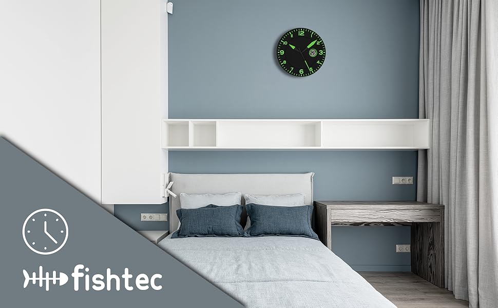 Horloge Murale Design Moderne - Pendule avec Température Digitale dans une Chambre avec Logo + Icône