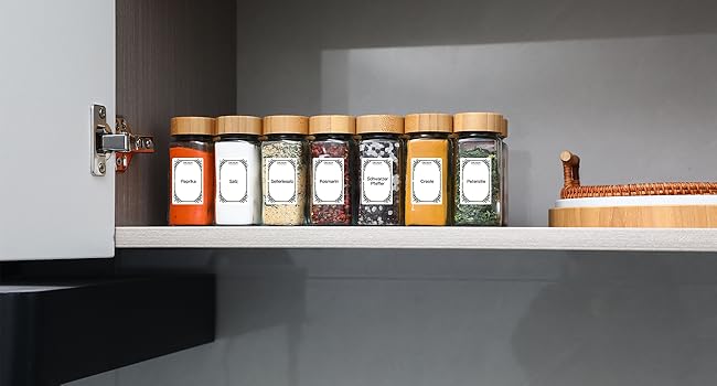 Pot à Épices en Verre et Bois avec Etiquette Épices Francais