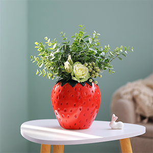 Vase décoratif en céramique - Vase de table - Herbe de la pampa - Fleurs séchées - Vase moderne pour bureau, salon