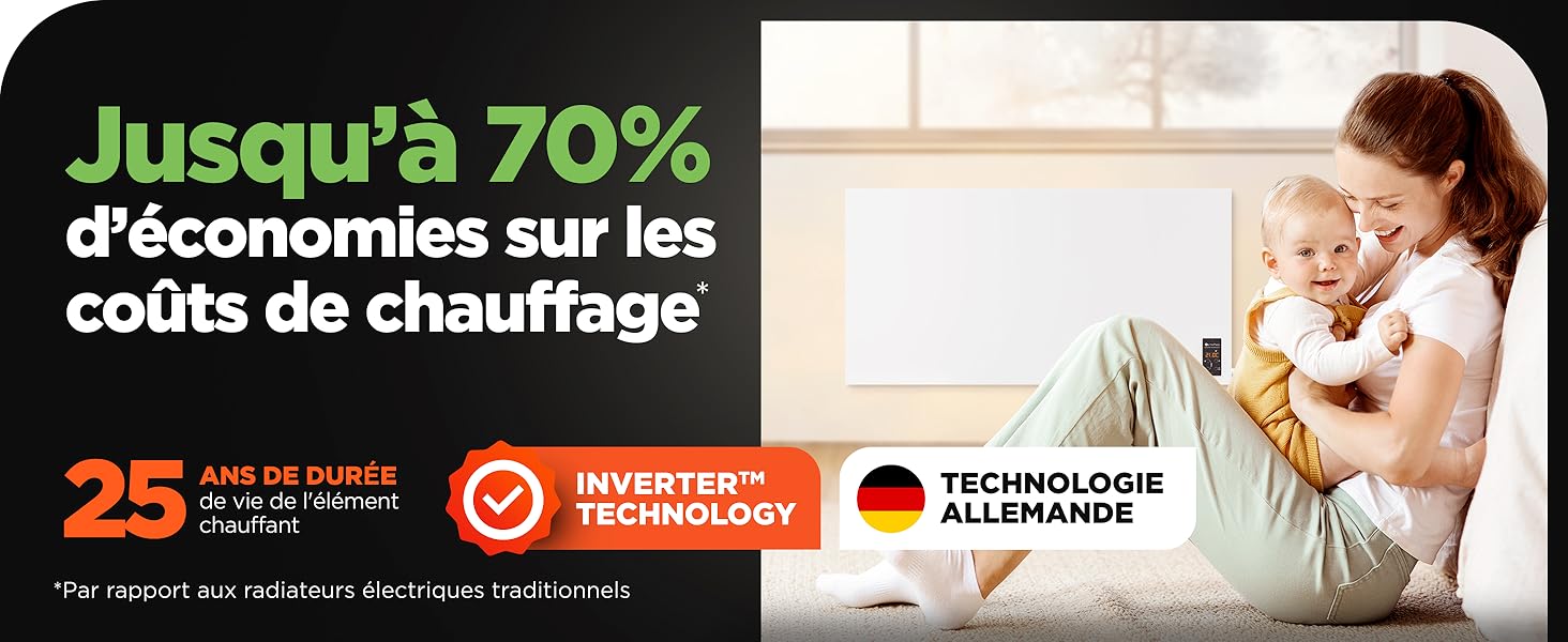 Jusqu'à 70% de moins sur les coûts de chauffage. Technologie de chauffage allemande