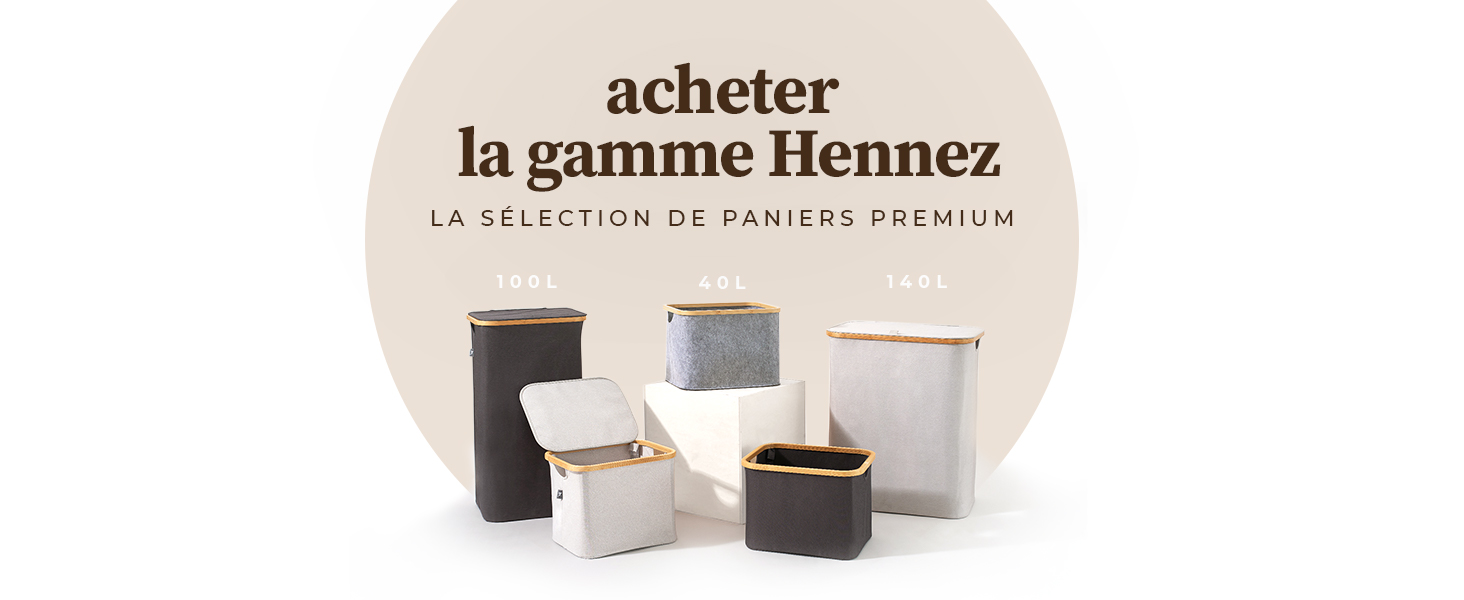 Hennez Panier à Linge 2 Compartiments XXL 140L Panier à Linge sale à Couvercle Panière Bac à linge