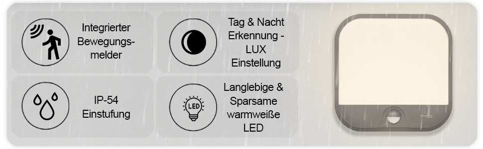 Oktaplex cera MotionUltra Spot LED d'extérieur avec détecteur de mouvement IP54