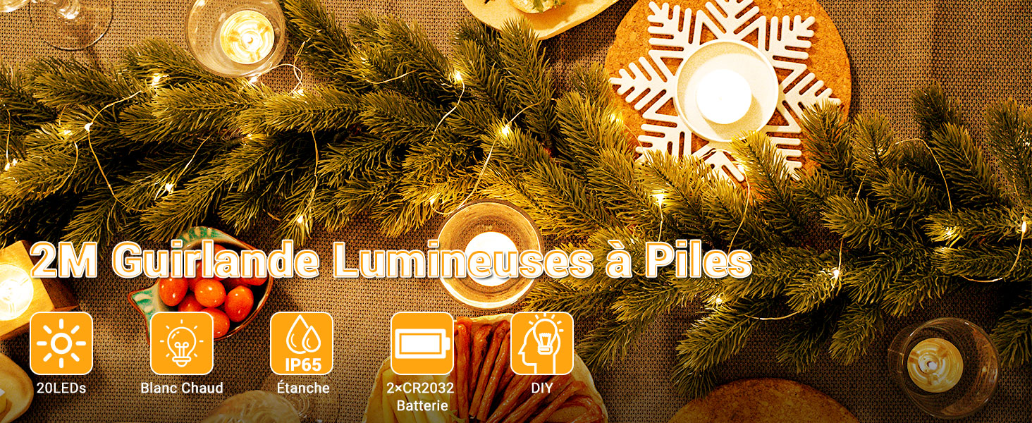 guirlande lumineuse a piles 20 led 2m
