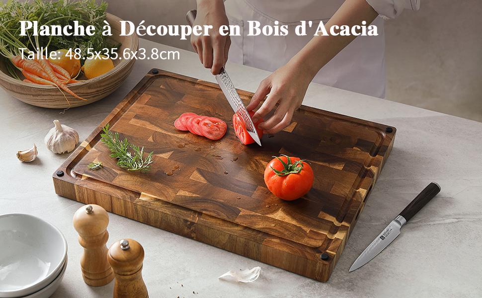 XINZUO Haute Qualité Planche à Découper en Bois d'Acacia 