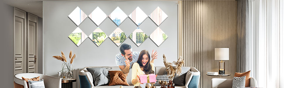 Mirror Wall Stickers DIY Decorative Mirrors Self-Adhesive Mosaic Tiles Home Decoration Mirror Decor