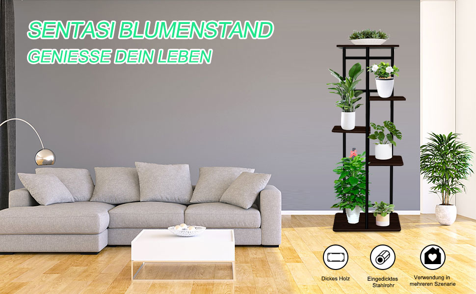 Étagère à fleurs 5 niveaux - Escalier de fleurs - Support pour plantes - Étagère en bois