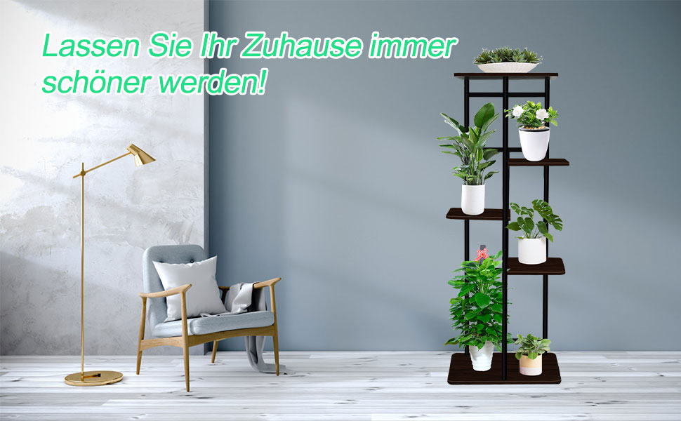 Étagère à fleurs 5 niveaux - Escalier de fleurs - Support pour plantes - Étagère en bois